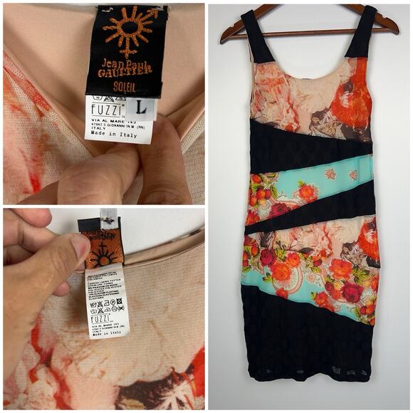 Vintage Jean Paul Gaultier Soleil Fuzzi Patchwork Mesh Dress 90s/2000s /L - Picture 8 of 12
